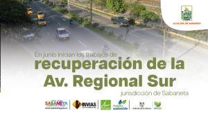 En junio inician los trabajos de recuperación de la Avenida Regional Sur, jurisdicción de Sabaneta