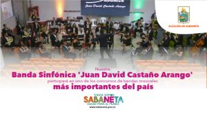 La Banda Sinfónica 'Juan David Castaño Arango' de Sabaneta participará en uno de los concursos de bandas musicales más importantes del país