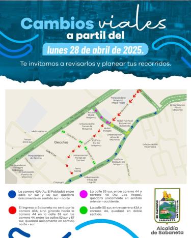 Sabaneta se transforma: la ciudad más segura de Colombia, implementa nuevos cambios viales por el avance de una de las obras más importantes de la región, la carrera 43A.