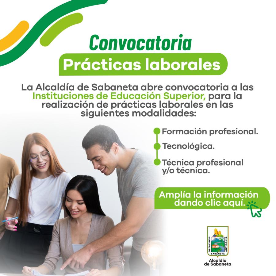 Convocatoria pblica para la realizacin de prcticas laborales en el municipio de Sabaneta para 2024